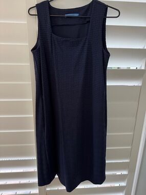 J. McLaughlin Navy Textured Sleeveless Midi Dress